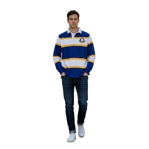Vintage Polo Ralph Lauren Rugby Shirt Mens L Multicolor Stripe Crest Long Sleeve
